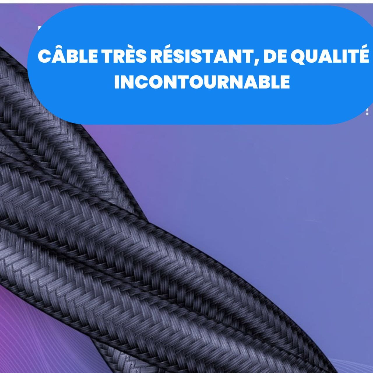 Cable universel magnétique rotatif 540° et 2m de long, Charge rapide